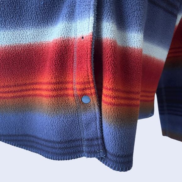 Ms Lee Reversible Southwestern Fleece Shirt Jacket Blue Red Striped 90s - Picture 8 of 11